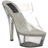 Transparent 15 cm KISS-202 Plateau Mules Schuhe