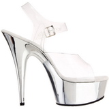 Transparent 15 cm Pleaser DELIGHT-608 Chrome Plateau High Heels