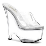 Transparent 16,5 cm Pleaser BEAU-601 Plateau Wedge Mules