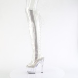 Transparent 18 cm ADORE-3019C overknee boots with laces