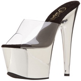 Transparent 18 cm ADORE-701 Chrome Plateau Mules Schuhe