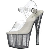 Transparent 18 cm ADORE-708MG glitter plateau high heels