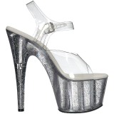 Transparent 18 cm ADORE-708MG glitter plateau high heels