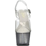 Transparent 18 cm ADORE-708MG glitter plateau high heels