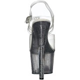 Transparent 18 cm ADORE-708MG glitter plateau high heels