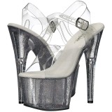 Transparent 18 cm ADORE-708MG glitter plateau high heels