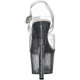 Transparent 18 cm ADORE-708MG glitter platform high heels shoes