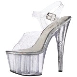 Transparent 18 cm ADORE-708MMG glitter plateau high heels
