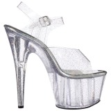 Transparent 18 cm ADORE-708MMG glitter plateau high heels