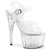 Transparent 18 cm ADORE-708MMG glitter platform high heels shoes