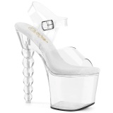 Transparent 18 cm BLISS-708 Perlenabsatz plateau high heels