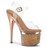 Transparent 18 cm ESTEEM-708CHLG exotic pole dance high heels gold