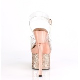 Transparent 18 cm ESTEEM-708CHLG exotic pole dance high heels gold