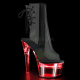 Transparent 18 cm FLASH-1018C-7 poledance stiefeletten mit LED plateau