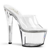 Transparent 18 cm PLEASER SKY-301 Platform Mules Shoes