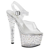 Transparent 18 cm STARDANCE-708 Strass Plateau High Heels