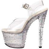 Transparent 18 cm STARDANCE-708 Strass Plateau High Heels