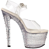 Transparent 18 cm STARDANCE-708 Strass Plateau High Heels