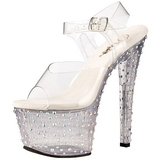 Transparent 18 cm STARDANCE-708 Strass Plateau High Heels