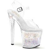 Transparent 19 cm ENCHANT-708AQ2 glitter plateau high heels sandaletten