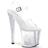 Transparent 19 cm ENCHANT-708AQ3 glitter plateau high heels sandaletten