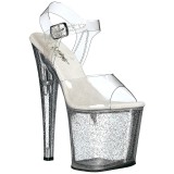 Transparent 19 cm TABOO-708MG glitter plateau high heels