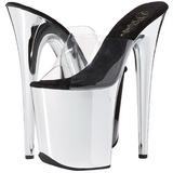 Transparent 20 cm FLAMINGO-801 Chrome Platform High Heel Mules