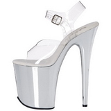 Transparent 20 cm FLAMINGO-808 Chrome Plateau High Heels