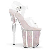 Transparent 20 cm FLAMINGO-808G glitter plateau high heels