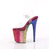 Transparent 20 cm FLAMINGO-808RBG glitter plateau high heels