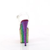 Transparent 20 cm FLAMINGO-808RBG glitter plateau high heels