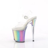 Transparent 20 cm FLAMINGO-808RG-01 glitter plateau high heels