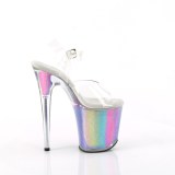 Transparent 20 cm FLAMINGO-808RG-01 glitter plateau high heels