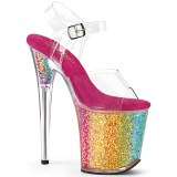Transparent 20 cm FLAMINGO-808RG-02 glitter plateau high heels