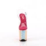 Transparent 20 cm FLAMINGO-808RG-02 glitter plateau high heels