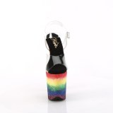 Transparent 20 cm FLAMINGO-808RG-04 glitter plateau high heels