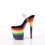 Transparent 20 cm FLAMINGO-808RG-04 glitter plateau high heels