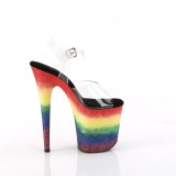 Transparent 20 cm FLAMINGO-808RG-04 glitter plateau high heels