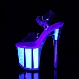 Transparent 20 cm FLAMINGO-808UVG glitter plateau high heels
