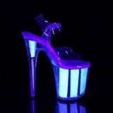 Transparent 20 cm FLAMINGO-808UVG glitter plateau high heels