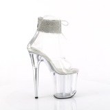 Transparent 20 cm FLAMINGO-824RS pleaser high heels mit knöchelriemen