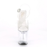 Transparent 20 cm FLASH-808 poledance sandaletten schuhe mit LED plateau