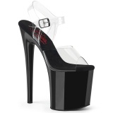 Transparent 20 cm NAUGHTY-808 Schwarze plateau high heels
