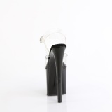 Transparent 20 cm NAUGHTY-808 Schwarze plateau high heels