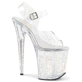 Transparent 20 cm Pleaser FLAMINGO-808MMG glitter high heels schuhe