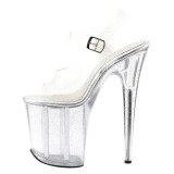 Transparent 20 cm Pleaser FLAMINGO-808MMG glitter high heels schuhe