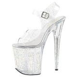 Transparent 20 cm Pleaser FLAMINGO-808MMG glitter high heels schuhe
