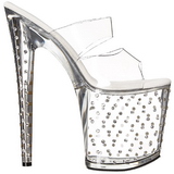 Transparent 20 cm Pleaser STARDUST-802 Strass Plateau High Mules