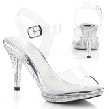 Transparent 9,5 cm IRIS-408 Strass Plateau High Heels