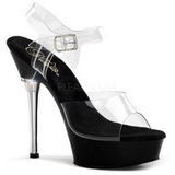 Transparent Schwarz 14 cm ALLURE-608 Platform High Heel Schuhe